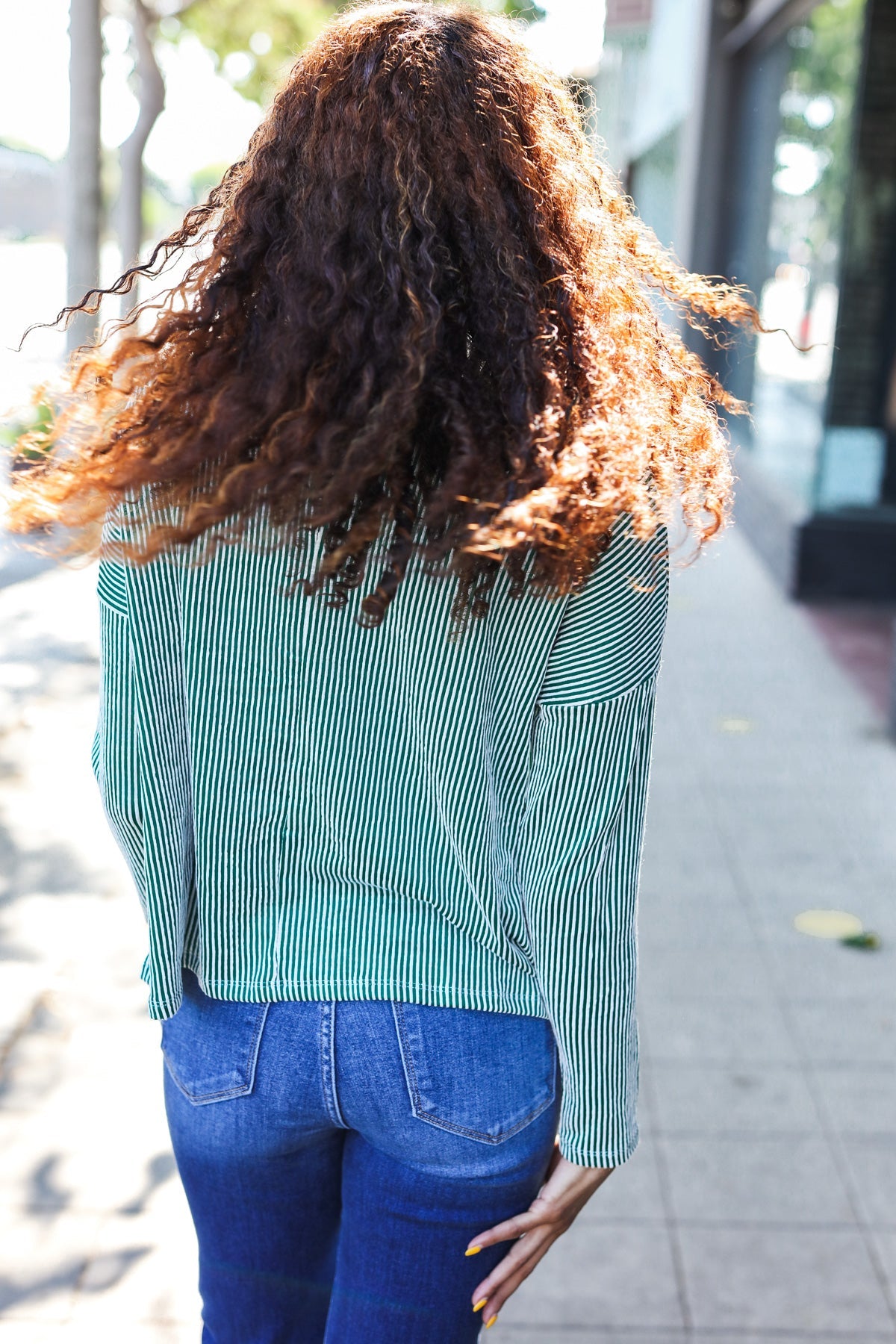 Hello Beautiful Green Rib Dolman Cropped Top